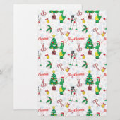 クリスマスの恐竜と雪だるま 便箋 (正面/裏面)