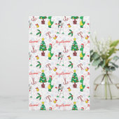 クリスマスの恐竜と雪だるま 便箋 (スタンド正面)