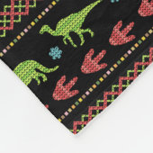 クリスマスの恐竜のニットによって刺繍される公平な島 フリースブランケット (角)