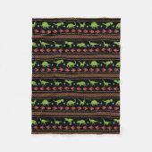 クリスマスの恐竜のニットによって刺繍される公平な島 フリースブランケット (正面)