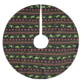 クリスマスの恐竜のニットによって刺繍される公平な島 ブラッシュドポリエステルツリースカート (正面)