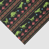 クリスマスの恐竜のニットによって刺繍される公平な島 薄葉紙 (詳細)