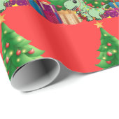 クリスマスの恐竜のラッピング紙カスタマイズ ラッピングペーパー (ロールコーナー)