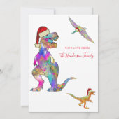 クリスマスの恐竜カスタムの写真 シーズンカード (裏面)