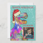 クリスマスの恐竜カスタムの写真 シーズンカード (正面)