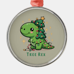 クリスマスの恐竜ライトパーティー おもしろいツリーのティラノサウルス メタルオーナメント