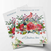 クリスマスの悔やみや弔慰カード|花束及び(鳥)ショウジョウコウカンチョウ シーズンカード