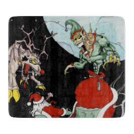 クリスマスの悪夢の装飾的なガラスまな板 カッティングボード