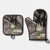 クリスマスの悲鳴の暗いユーモアの存在おもしろい 鍋つかみ&鍋敷きセット (正面)