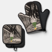 クリスマスの悲鳴の暗いユーモアの存在おもしろい 鍋つかみ&鍋敷きセット (正面/裏面)