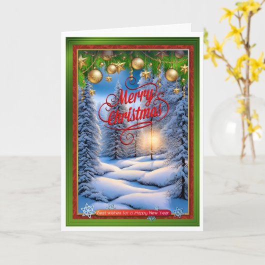 クリスマスの情景 カード (黄色い花)