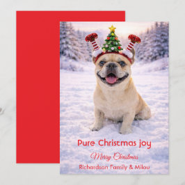 クリスマスの愛らしい一言と可愛い犬のホリデーカード シーズンカード