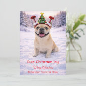 クリスマスの愛らしい一言と可愛い犬のホリデーカード シーズンカード (スタンド正面)