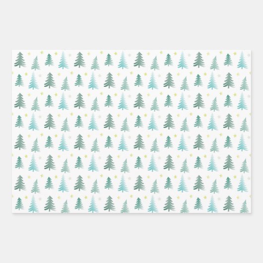 クリスマスの愛らしい冬の繊細な木 ラッピングペーパーシート (正面2)