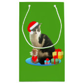 クリスマスの愛らしい猫 スモールペーパーバッグ (裏面)