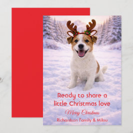 クリスマスの愛情あふれる言葉と可愛い犬のカード シーズンカード