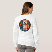 クリスマスの愛犬の円形フレーム Tシャツ (裏面フル)