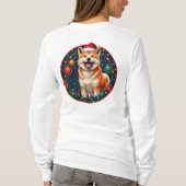 クリスマスの愛犬の円形フレーム Tシャツ (裏面)