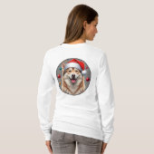 クリスマスの愛犬の円形フレーム Tシャツ (裏面フル)