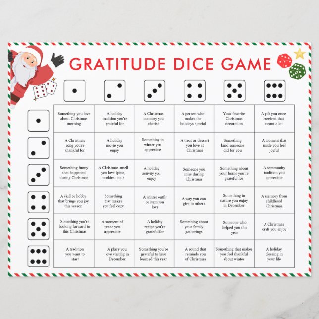 クリスマスの感謝サイコロゲーム｜感謝のアクティビティ (正面)