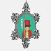 クリスマスの戦わない兵隊との幸せな休日 スノーフレークピューターオーナメント (左)