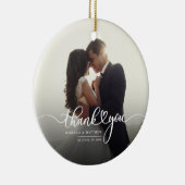 クリスマスの手で手紙結婚の写真ありがとう セラミックオーナメント (右)