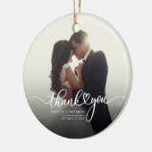 クリスマスの手で手紙結婚の写真ありがとう セラミックオーナメント (左)