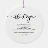 クリスマスの手で手紙結婚の写真ありがとう セラミックオーナメント (裏面)