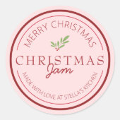 クリスマスの手作りジャムとグリーン ラウンドシール (正面)