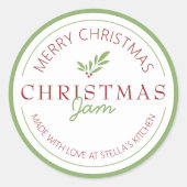 クリスマスの手作りジャムとグリーン ラウンドシール (正面)