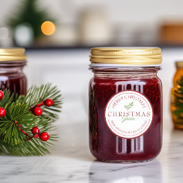 クリスマスの手作りジャムとグリーン ラウンドシール