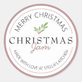 クリスマスの手作りジャムのグリーン ラウンドシール (正面)