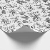 クリスマスの手描きの植物。 ヴィンテージのクリスマス ラッピングペーパー (角)