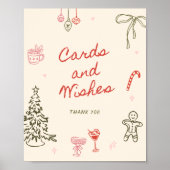 クリスマスの手描きカードとウィッシュ ポスター (正面)