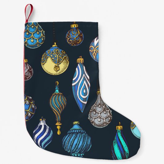 クリスマスの手描き、ヴィンテージ装飾。 スモールクリスマスストッキング (正面)