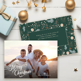 クリスマスの手書きフォントフルフォトブースターグリーンリースメッセージ シーズンカード