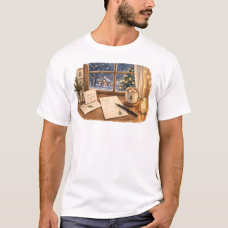 クリスマスの手紙を書く机 静かな文房具のために Tシャツ