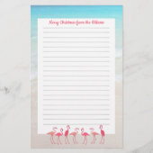 クリスマスの手紙用横罫紙 フラミンゴ デザイン 便箋 (正面)