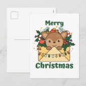 クリスマスの手紙 冬の動物 鹿 シーズンポストカード (正面/裏面)