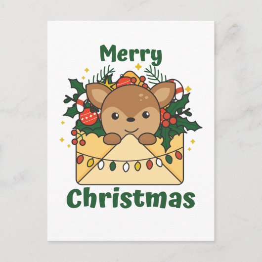 クリスマスの手紙 冬の動物 鹿 シーズンポストカード (正面)