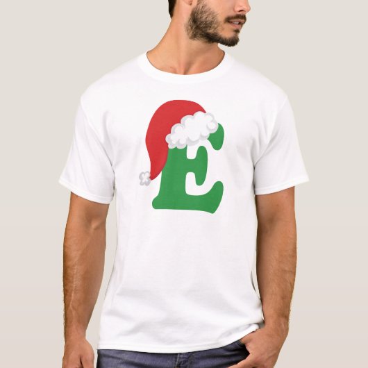 クリスマスの手紙Eのアルファベット Tシャツ (正面)