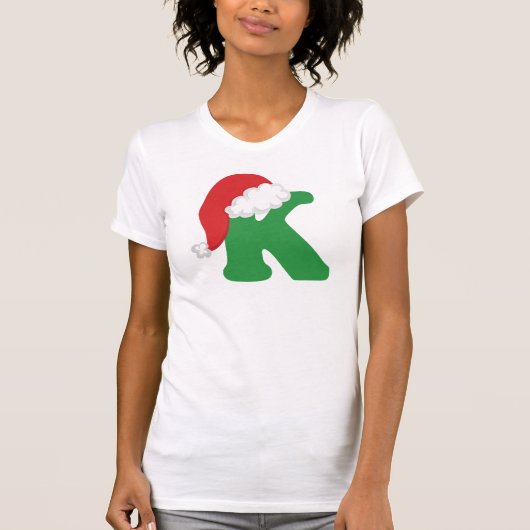 クリスマスの手紙Kのアルファベットのワイシャツ Tシャツ (正面)