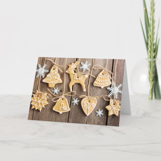 クリスマスの手製のジンジャーブレッドのクッキー シーズンカード (正面)