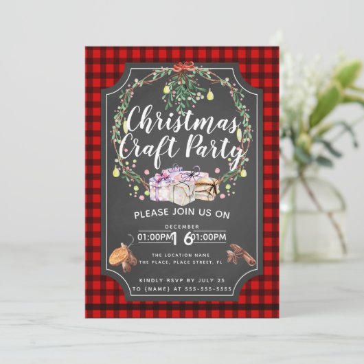 クリスマスの技術のパーティーの募金活動のイベントの格子縞 招待状 (スタンド正面)