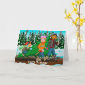 クリスマスの折りたたみカード　あなたたちから カード (黄色い花)