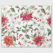 クリスマスの折り返し紙（白） ラッピングペーパー (フラット)