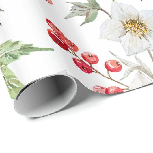 クリスマスの折り返し紙（白） ラッピングペーパー (ロールコーナー)