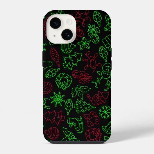 クリスマスの抽象的なパターン iPhoneケース (裏面)