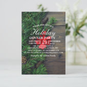 クリスマスの招待を受けた木製の背景 出欠カード (スタンド正面)