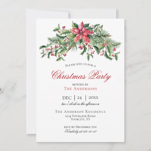 クリスマスの招待パーティー招待状冬の果実 招待状 (正面)